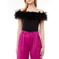 thumbnail image 5 of Love by Design Women's Juniors Powder Puff Tulle Ruffle Bodysuit, 5 of 8