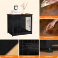 thumbnail image 5 of Dog Crate Furniture with Cushion, Wooden Dog Crate with Double Doors, Dog Furniture, Dog Kennel Indoor for Small/Medium/Large Dog，End Table, Small, 27.2" L,Black+Rustic Brown, 5 of 14