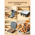 thumbnail image 3 of Belgian Waffle Maker 4 Slices, 1200W Waffle Iron, Anti-Overflow Waffle Iron with Browning Knob, Nonstick Plates, Indicator Lights, Silver/Black, 3 of 6