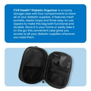 CVS Health Diabetic Organizer Carry Case – Portable Travel Storage Bag for Diabetic Supplies with Mesh Pockets & Four Compartments, Black, 1-Count