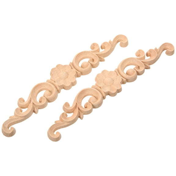 AURARMLET 2Pcs Wood Carving Appliques for Furniture Khaki 16.00X3.00X0.80CM
