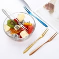 thumbnail image 4 of JINGT 6Pcs Stainless Steel Fruit forks Mini Food Pick Cake Desserts Sushi Snack Sticks Blue, 4 of 8