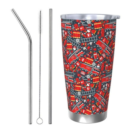 

Cauagu Fire Sign Pattern 20oz Tumbler Stainless Steel Vacuum Insulated Tumbler with Lid Durable Insulated Coffee Mug Thermal Cup with Splash Proof Sliding Lid-Straw Three-piece Set