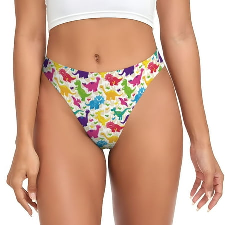 Sigee Colorful Dinosaurs for Women s G-String Panty  Low Rise  Soft Lace Perfect for Everyday Wear or Special Occasions-Small