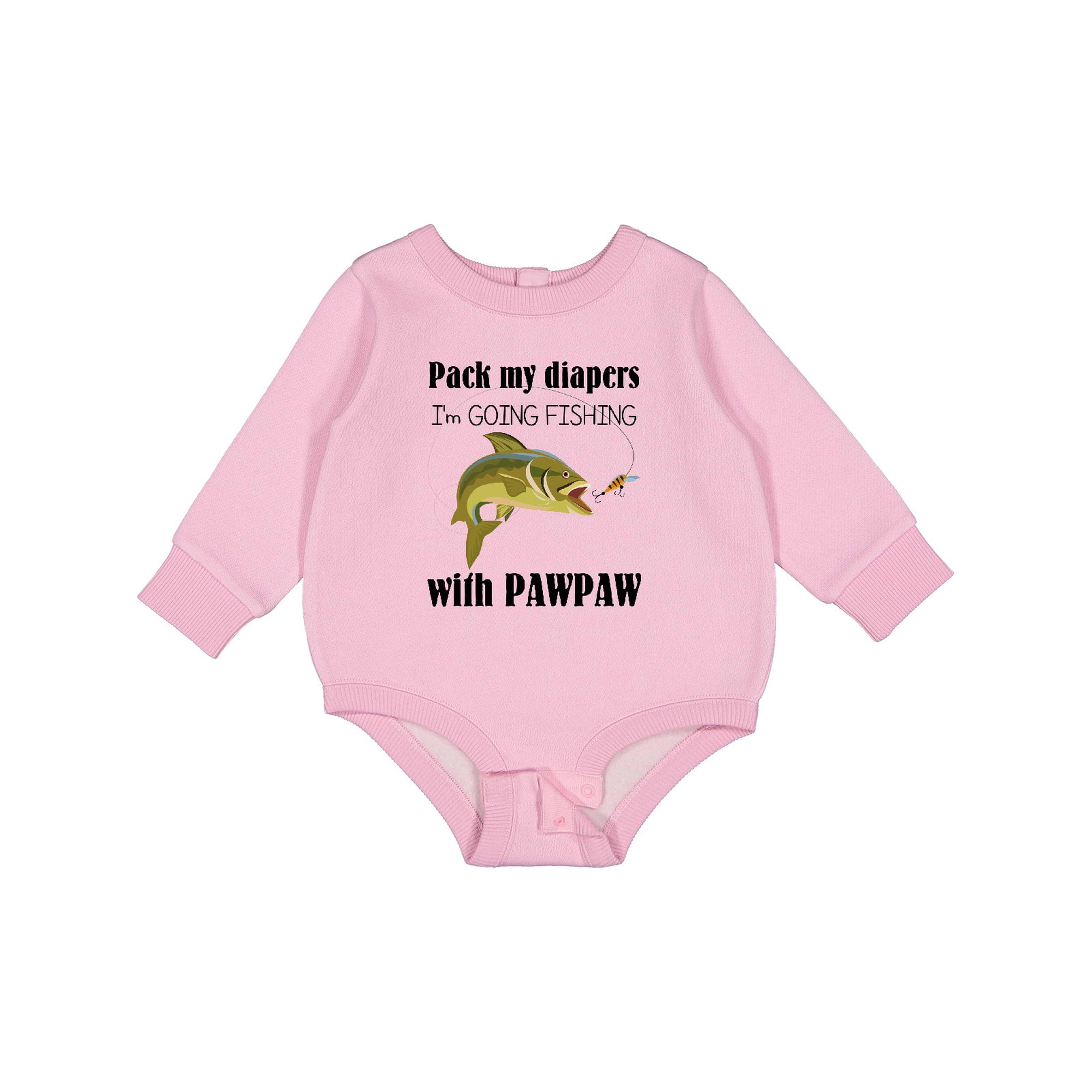 Inktastic Pack My Diapers I'm Going Fishing with Pawpaw Baby Fleece Bodysuit