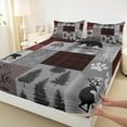 thumbnail image 3 of Feelyou Rustic Wildlife Elk Bed Sheets for Adult, Adventure Explorer King Sheets, Vintage Patchwork Buffalo Sheet Set, Super Cozy Room Decor, 4pcs, 3 of 7