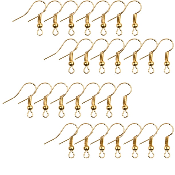 Ganchos Para Pendientes Eco-Fused De 18 Mm - 200 Piezas - Alambres Para Orejas Estilo Bobina Y Bola Sin Níquel - Oro - Acero Chapado Hipoalergénico - Ideal Para Hacer Joyas Y Pendientes Diy