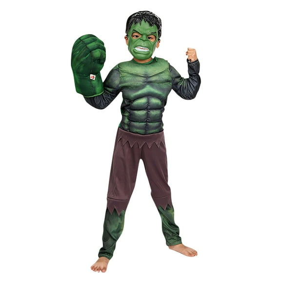 NAOJIE Halloween Cartoon Superhero Series Children 𝐂𝐨𝐬𝐩𝐥𝐚𝐲 𝐂𝐨𝐬𝐭𝐮𝐦𝐞 & Jumpsuit and Role-playing Headgear & Elastic Material for Flexible Movement-Green-S