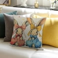 thumbnail image 3 of Pratyus Farmhouse Decor Rabbits Bows Polka Dot Linen Pillow Covers for Home Sofa Couch - Set of 1 18x18in, 3 of 5