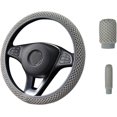 thumbnail image 3 of 3 Pack Car Steering Wheel Cover Set Include Handbrake Cover Gear Shift Cover, Summer Anti Skid Mesh Wheel Sleeve Protector, Breathable Elastic -Qin, 3 of 5