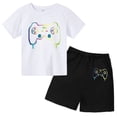 thumbnail image 3 of Conjunto de camiseta y pantalones cortos con estampado de máquina de juego de arte de grafiti para niños, moda de verano, informal, de manga corta, para niños y niñas, 3 of 5
