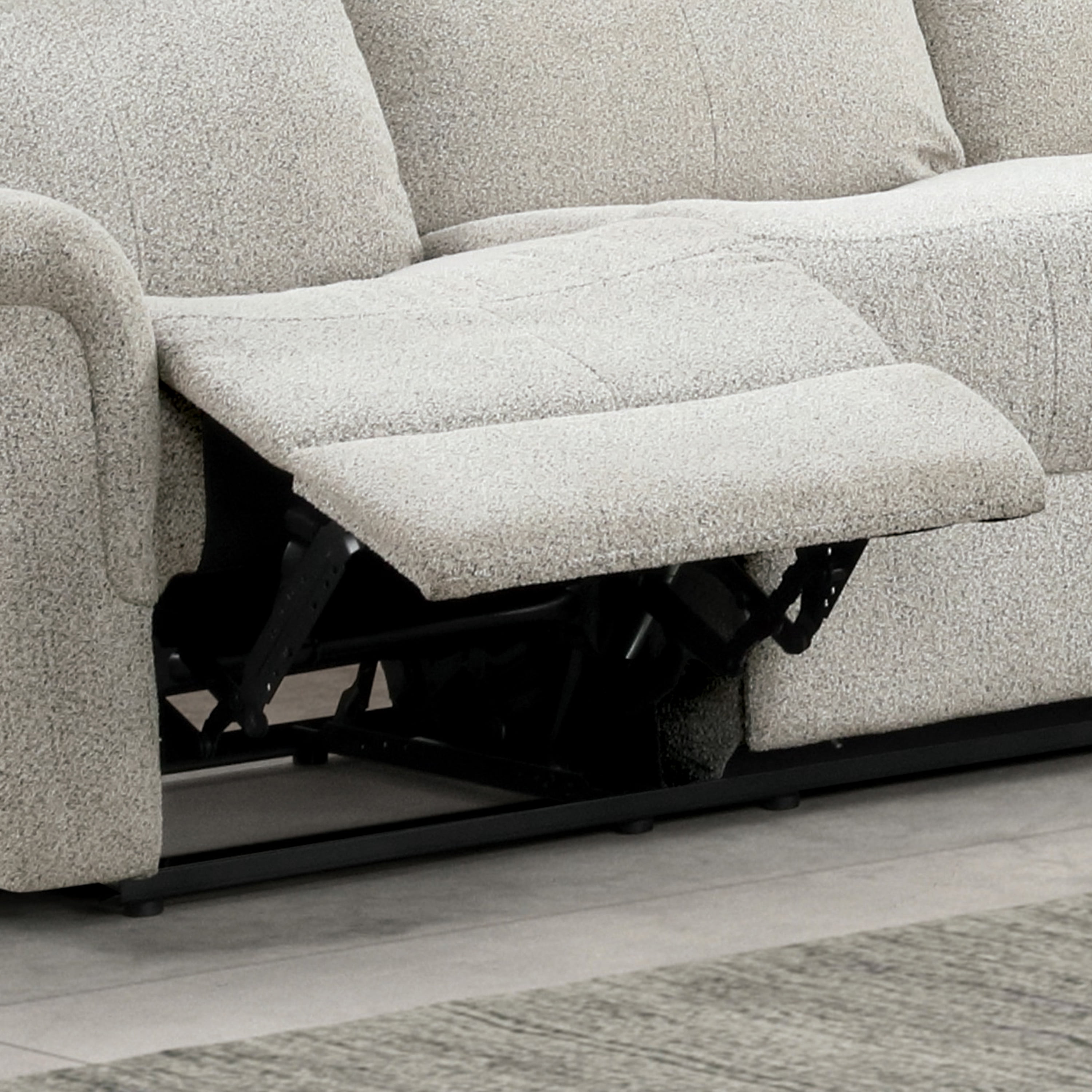 Furniture of America Paziel Modern Fabric Recliner Sofa, Light Gray