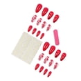 thumbnail image 3 of Yoyauz 24pcs French Pointed Nail, Short Fake Nail, Square Nail With Red Flower Design, Charming Acrylic Nail Suitable For Girls And Ladies, 3 of 6