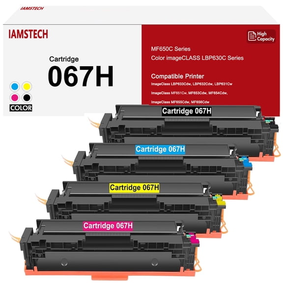 4-Pack 067H Toner Cartidge Replacement for Canon 067H 067 CRG 067H Canon ImageCLASS MF656Cdw LBP632Cdw MF653Cdw LBP633Cdw MF654Cdw MF650 LBP630 High Yield Printer Ink (Black Cyan Yellow Magenta)