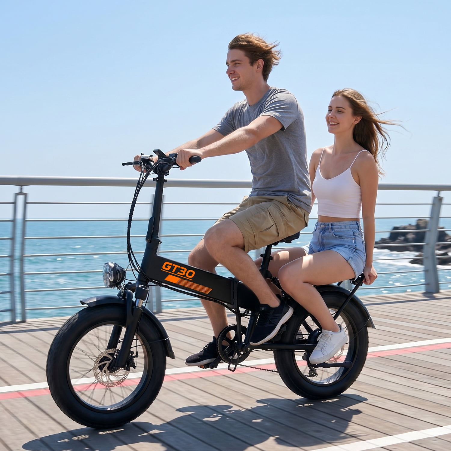 ASKGO 750W Rated Folding Electric Bike-GT30, 48V 20Ah Battery 28MPH 65Miles Range 20" Fat Tire E-Bike with Rear Rack for Adults,7 Speeds,UL2849