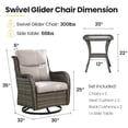 thumbnail image 2 of Planntonneo 3 Piece Wicker Patio Furniture Sets, Outdoor Swivel Rocking Chairs Set of 2 with 5-inch Thick Cushions and Rattan Side Table for Deck Porch Pool, Grey/Beige, 2 of 8