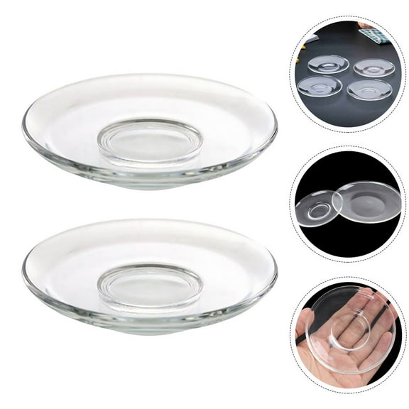 Soimiss Transparent Glass Saucers for Teacup and Decorative Table Use 2Pcs