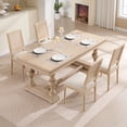 thumbnail image 6 of French Country Dining Chairs Set of 2, Upholstered Chairs with Nature Rattan Square Back, Wire drawing and carving techniques ,Disassemblable , for Living Room, Kitchen , Restaurant Use,Beige, 6 of 7