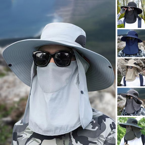 Skymirror Unisex Sunhat with Detachable Front Cover Face Neck Anti UV Sunscreen Long Brim Outdoor Fishing Cycling Gardening Camping Cap