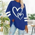 thumbnail image 2 of Ltctricy Women's Plus Size Tunic Tops Long Sleeve Crew Neck Striped Heart Printed Oversized T Shirts Casual Loose Tee Blouses(Blue,X-Large), 2 of 7