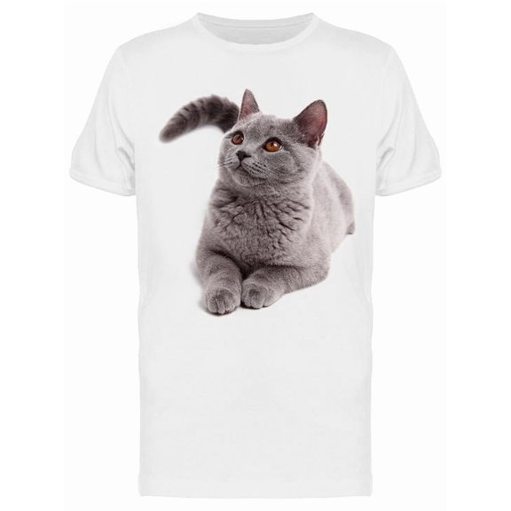 British Cat Lying And Looking Up Tee Men's -Image by Shutterstock Men's T-shirt