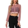 thumbnail image 1 of Chaqueta Bomber Crop INSPIRE CHIC para mujer, ligera de malla transparente, de manga larga, color rosa oscuro, 1 of 5