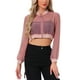 thumbnail image 1 of Chaqueta Bomber Crop INSPIRE CHIC para mujer, ligera de malla transparente, de manga larga, talla XL, color rosa oscuro, 1 of 5