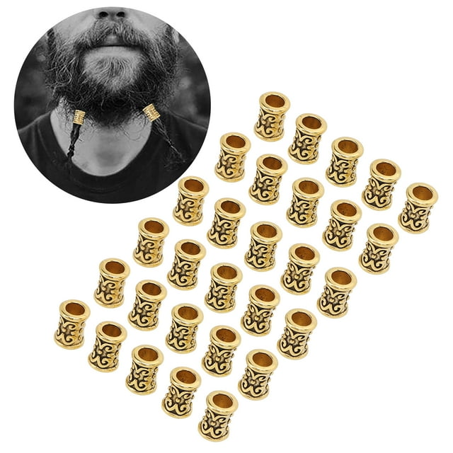 30 Pcs Perles de Tube pour Cheveux Rétro en Alliage, Perles pour Dreadlocks, Accessoires pour Bricolage de Cheveux, Bracelet de Tressage, Pendentif, Collier