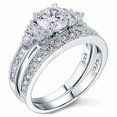 thumbnail image 5 of JeenMata Conjunto Nupcial de Moissanita de Corte Redondo de 1,50 Quilates - Conjunto Nupcial - Anillo de Racimo - Anillo Clásico - Oro Blanco de 18 K sobre Plata, 5 of 5