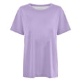 thumbnail image 4 of Aihuaihua Womens Oversized T Shirts Summer Trendy Short Sleeve Crew Neck Tops Loose Fit Casual Tee Light Purple XXXL, 4 of 4