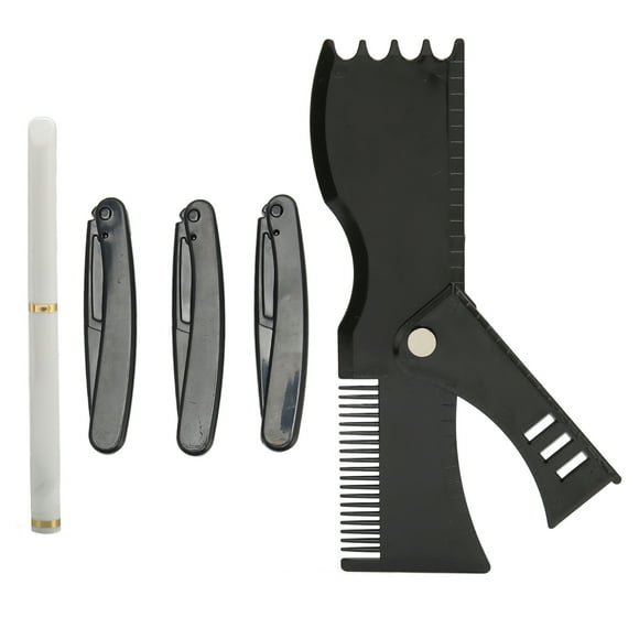 Juego De Herramientas Para Moldear Barba, Plantilla De Guía De Plantilla De Barba Profesional, Lápiz De Peluquero, Kit De Recortadora De Borde Recto, Portátil Para El Hogar