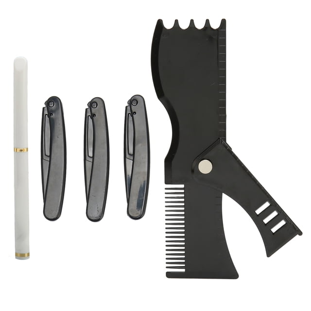 Juego De Herramientas Para Moldear Barba, Plantilla De Guía De Plantilla De Barba Profesional, Lápiz De Peluquero, Kit De Recortadora De Borde Recto, Portátil Para El Hogar