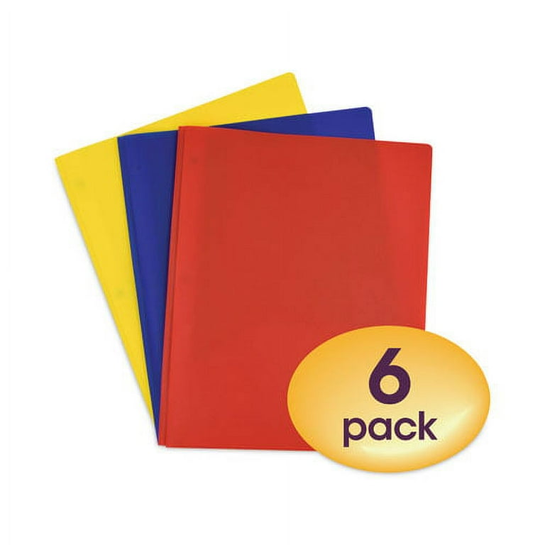Poly Two-Pocket Folder with Fasteners, 130-Sheet Capacity, 11 x 8.5, Assorted, 6/Pack Poly Two-Pocket Folder with Fasteners, 130-Sheet Capacity, 11 x 8.5, Assorted, 6/Pack