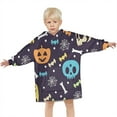thumbnail image 3 of Halloween Colorful Spooky Elements Blanket Hoodies for Kids 6-13YR Oversize Wearable Blanket Hoodies for Boys Girls Teens, 3 of 7