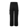 thumbnail image 5 of Black Womens Joggers Fashion Streetwear Pockets Adjustable High Waist Straight Vintage Baggy Wide Leg Pants Woman Size M, 5 of 5