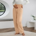 thumbnail image 2 of Fiaer Maternity Pajamas Pants Plus Size Warm Pregnancy Pants High Waisted Loungewear Wide Leg Trousers Orange XL, 2 of 5