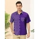 thumbnail image 2 of INSPIRE CHIC Camisa de playa de patchwork con botones y mangas cortas de lunares de verano para hombre Púrpura M, 2 of 6