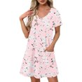 thumbnail image 2 of GaThRRgYP Women's Casual Tunic Short Sleeve Dress,Women's Fashion Summer Print Short-sleeved V-neck Casual Dress Pink XL, 2 of 8