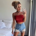thumbnail image 2 of SHenli Womens Tops Ruched Cap Flower Flowy Summer Shirts Ribbed Knit Basic Tees, 2 of 5
