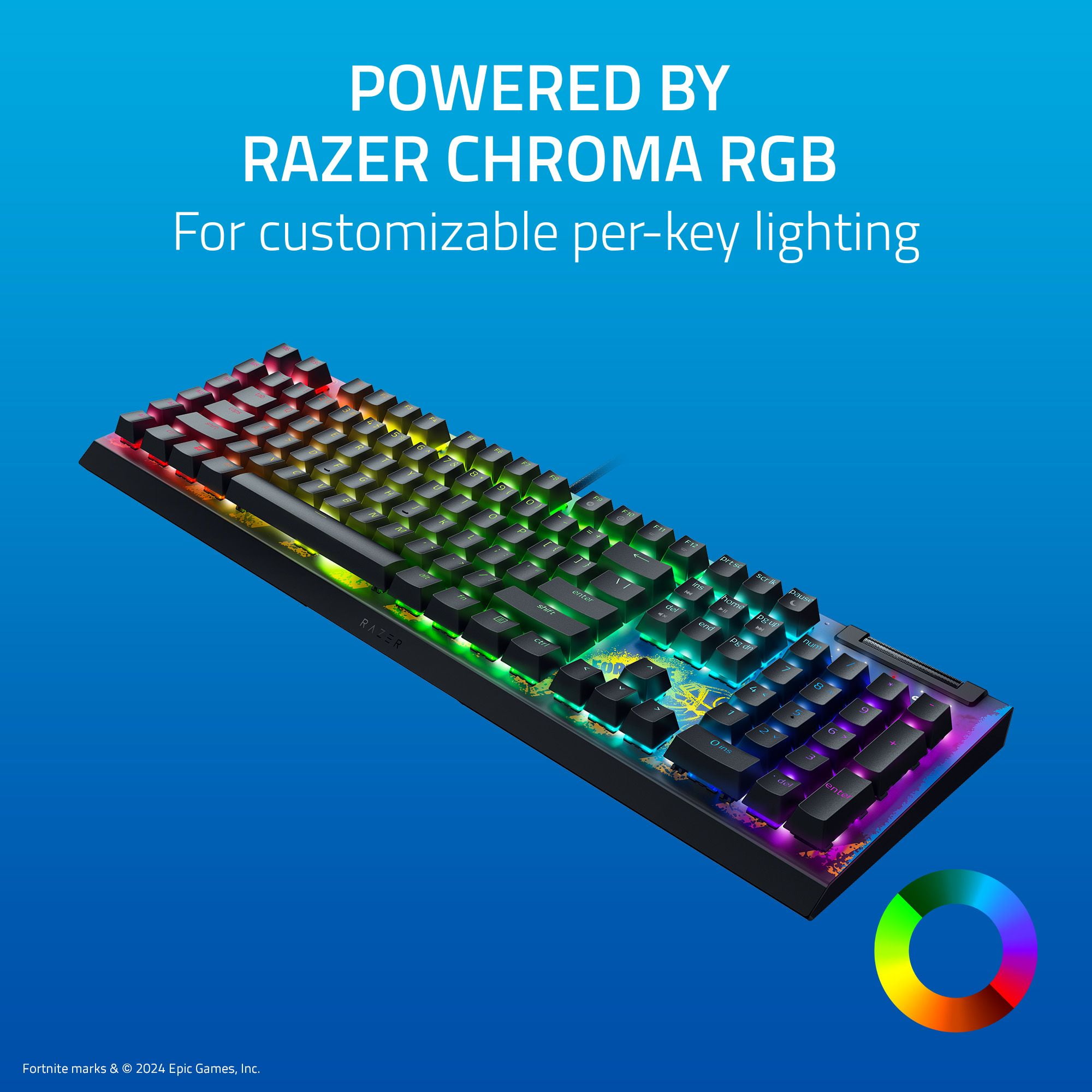 Razer BlackWidow V4 X Chroma RGB USB Gaming Keyboard, Fortnite Edition
