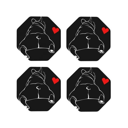 

Matuu Animal Bulldog for Cup Coasters Set of 4 Leather Coasters Desk Coasters for Office Measures 4” x 4”-Octagon