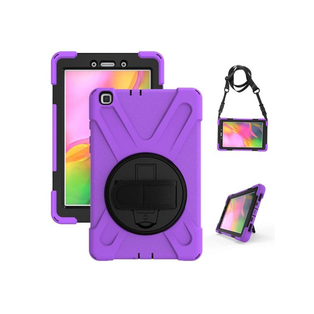 Galaxy Tab A 8.0 2019 Case Model SM-T290 SM-T295 Heavy Duty Shockproof Protective Case Cover with 360 Rotating Kickstand Hand Strap Shoulder Strap for Samsung Galaxy Tab A 8.0 2019 Without S Pen