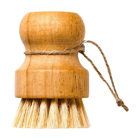 Ikohbadg Natural Wood Dishwashing Brush Sisal Palm Cleaning Brush for Kitchen Supplies Strong Decontamination Foam Comfortable Grip Household Cleaning Tool