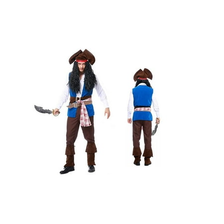 Pirate Maiden Costume - Men's Deluxe Pirate Captain Costume 9 Piece set (M)