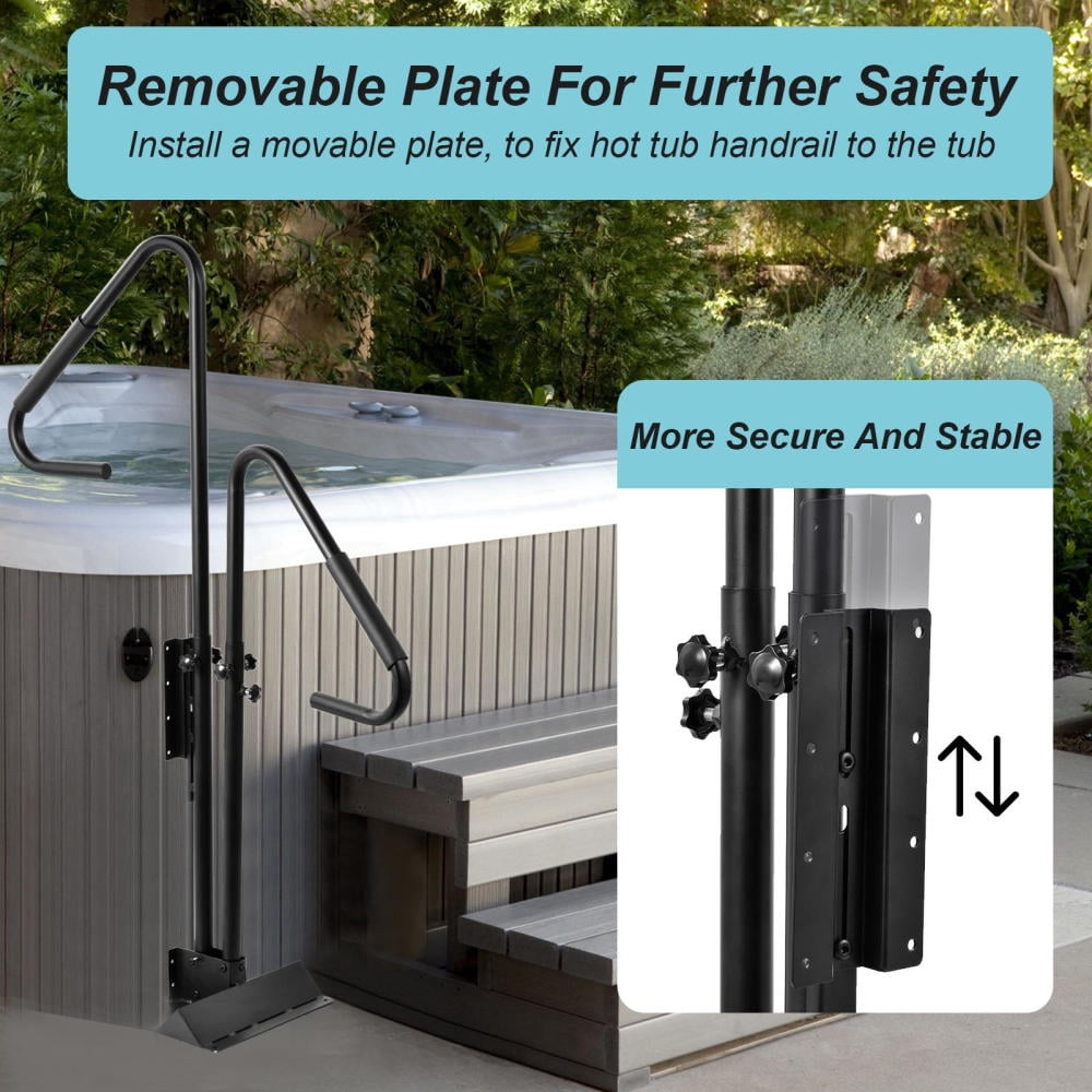 Kagrote Adjustable Hot Tub Rail, 57.87x19.69 Inch Non-Slip Handgrip for Pools/Spas, 600lbs Weight Capacity