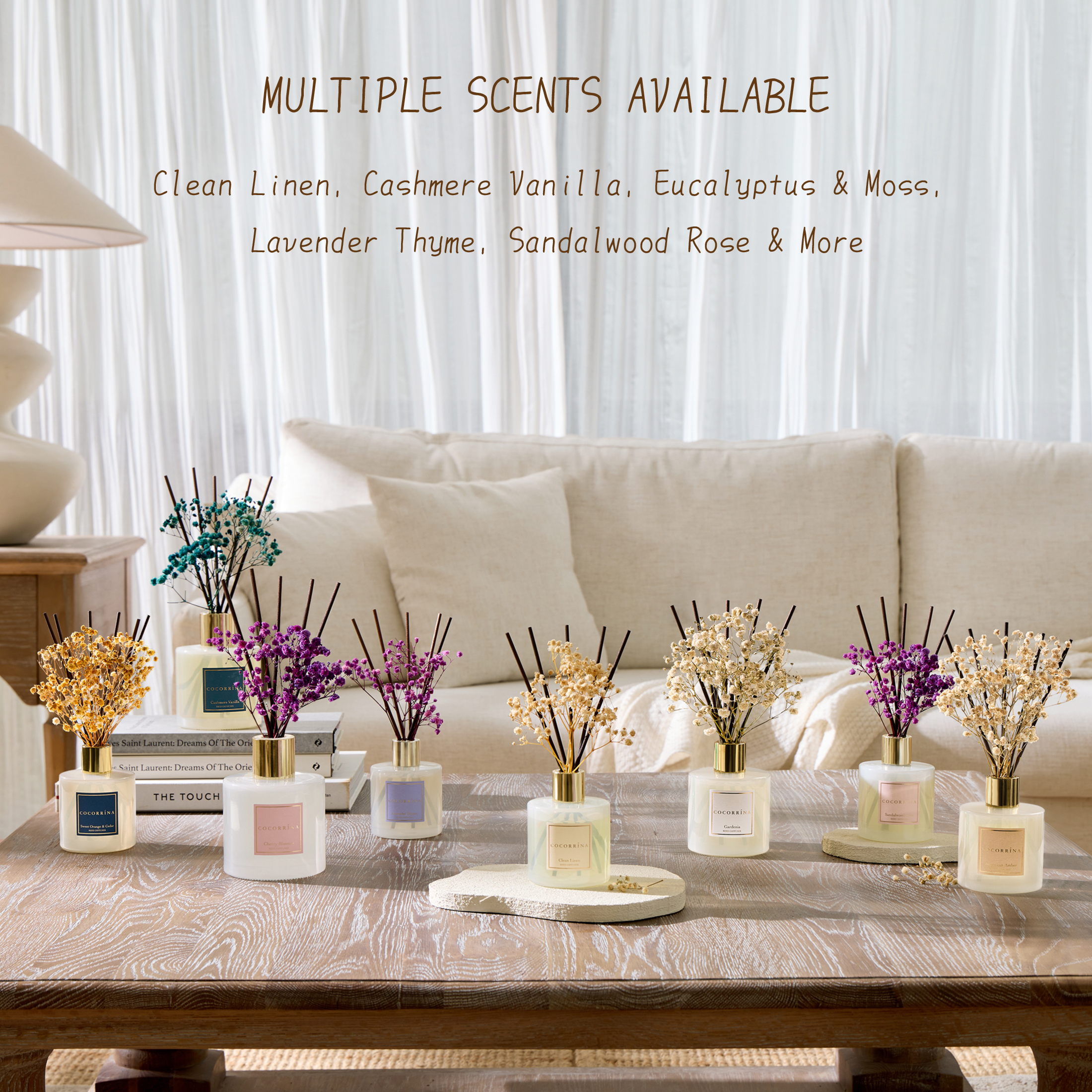 Cocorrína Clean Linen Reed Diffuser Set, 6.7 fl oz photo 5