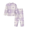 thumbnail image 2 of Bingfone Womens Pajama Sets Floral Purple Buffalo Plaid Print,Long Sleeve Loungewear Pajamas Set-Small, 2 of 9