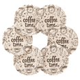 thumbnail image 2 of Coil Coasters Set of 6，Coffee Time Now3.94-inch diameter printed on one side, non-slip, heat-insulating, moisture-wicking home accessory., 2 of 7