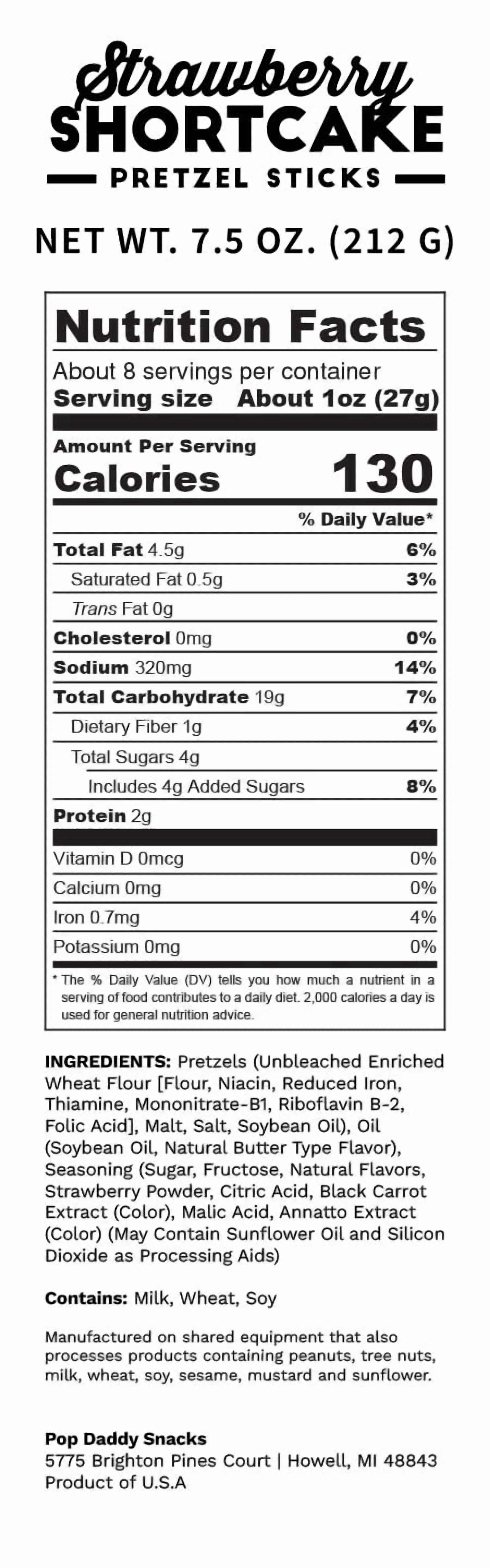 (4 pack) Pop Daddy Strawberry Shortcake Pretzel Sticks 7.5 oz - Family Owned, Contains Milk, Soy & Wheat