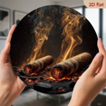 thumbnail image 6 of Burning Cigars with Smoke & Embers Round Aluminum Sign - Man Cave Wall Decor, 1pc, 8" Wall Art Metal Sign, For Door, Office, Cafe, Bedroom, Room, Home, Garage, Ideal Gift, Weather Resistant, 2D Flat, 6 of 6